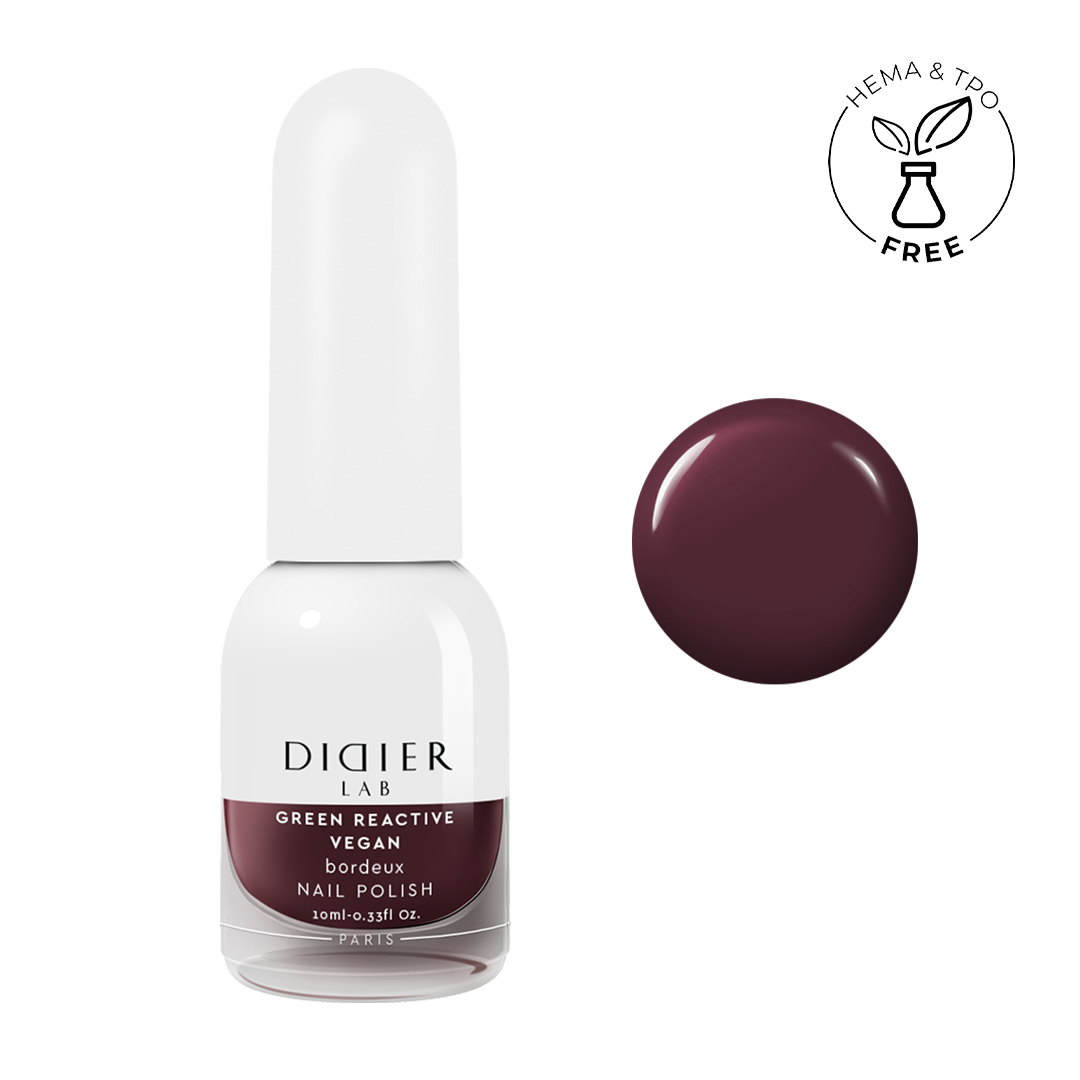 Green reactive, vegan nail polish "Didier Lab", bordeux, 10ml