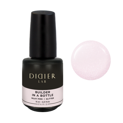 Builder Gel in a bottle "Didier Lab" Milky Pink Glitter, 15ml