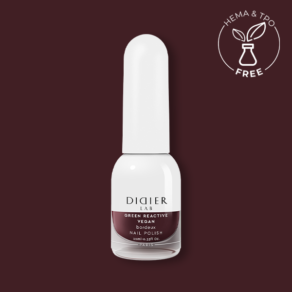 Green reactive, vegan nail polish "Didier Lab", bordeux, 10ml