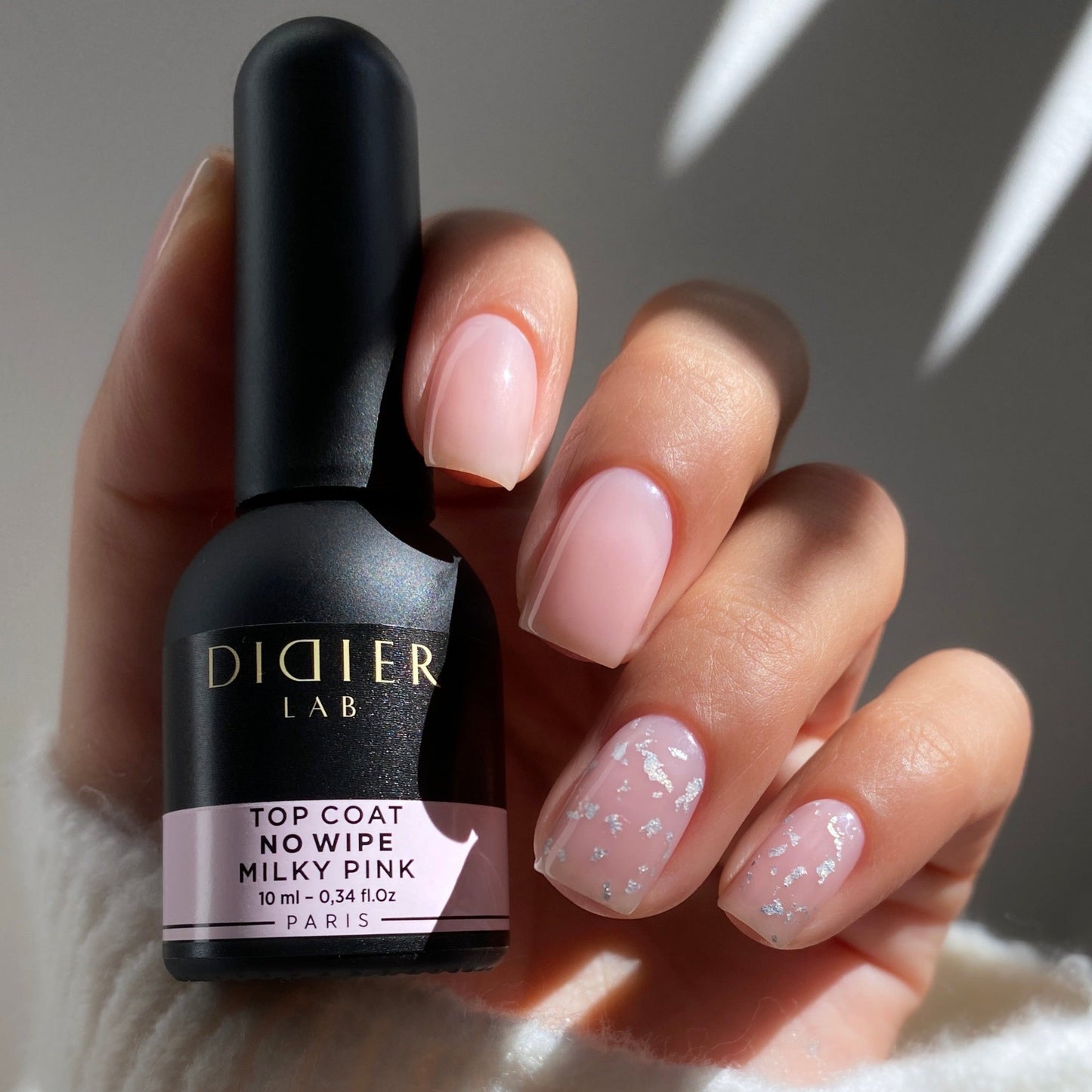 Top coat no wipe "Didier lab", Milky Pink, 10ml